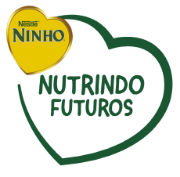 Logo ninho de coração menor à esquerda a frente de um coração maior escrito Nutrindo Futuros