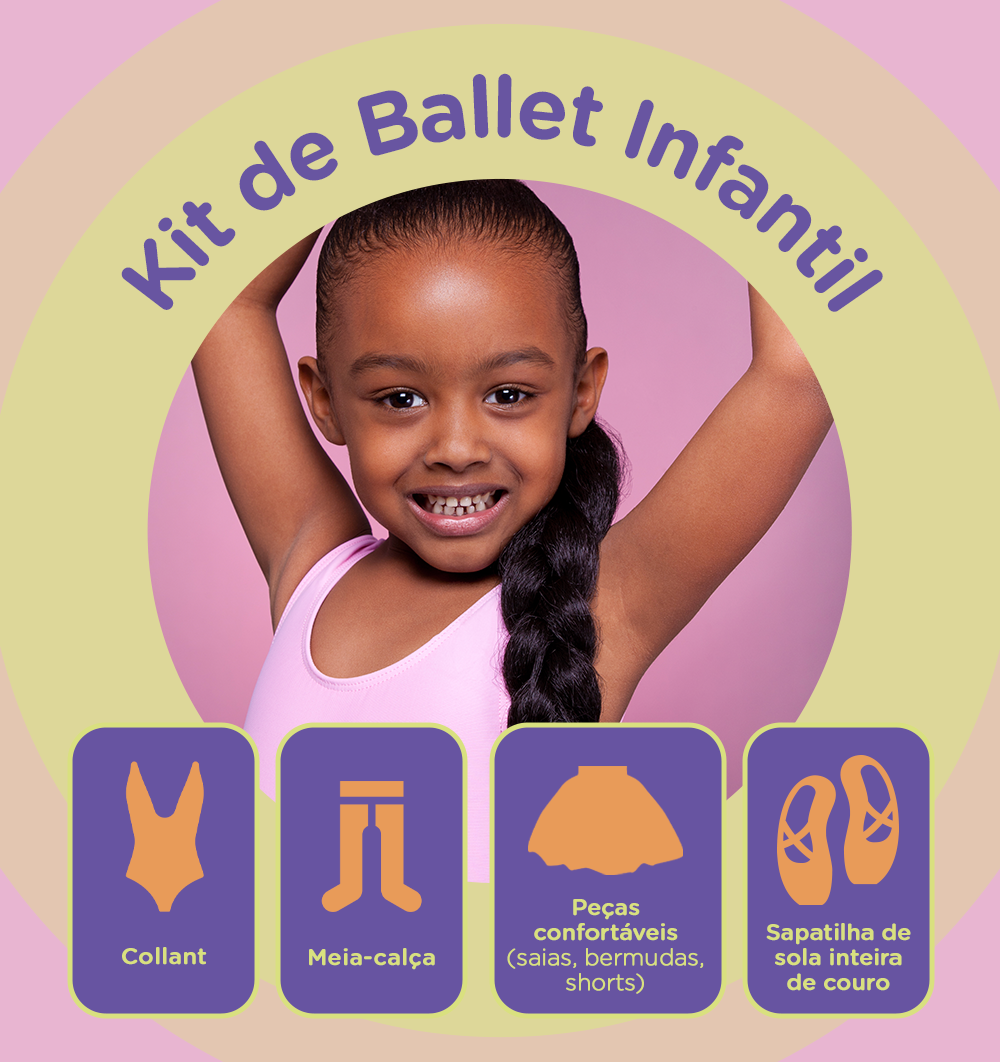 Imagem indicando quais itens necessitam para praticar o ballet infantil